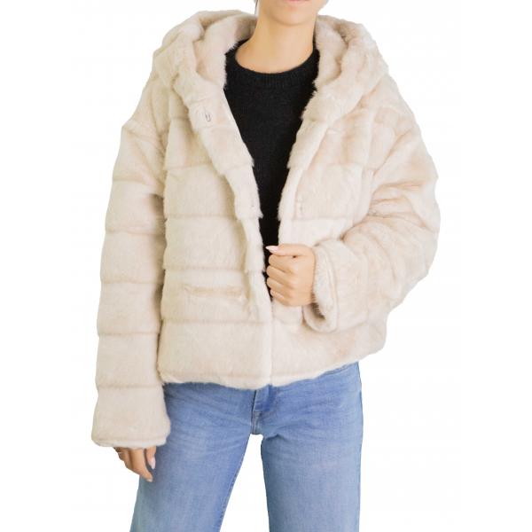 Pelliccia tinta unita con cappuccio